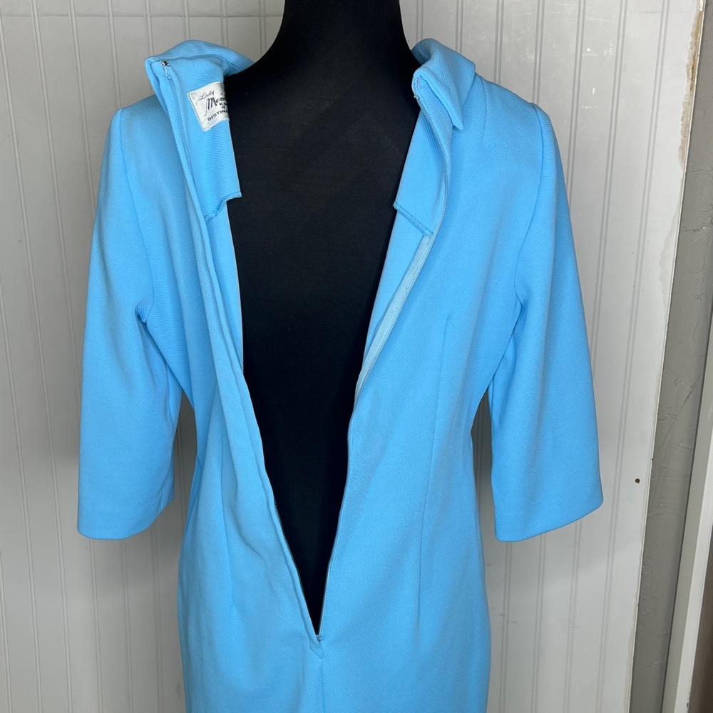 Vintage Knit Light Blue 3/4 Sleeve Dress - Picture 13 of 14